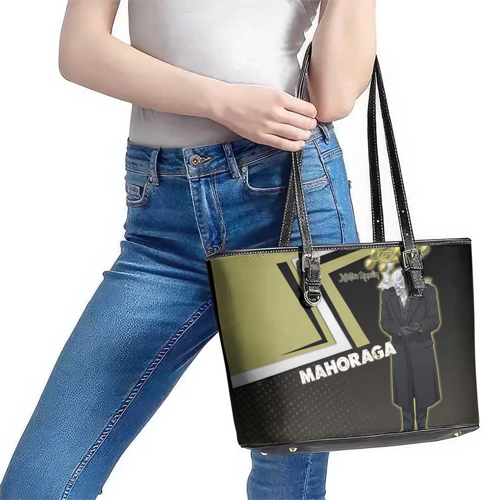 Mahoraga Jujutsu Kaisen Leather Tote Bag Monochrome Urban Manga Style