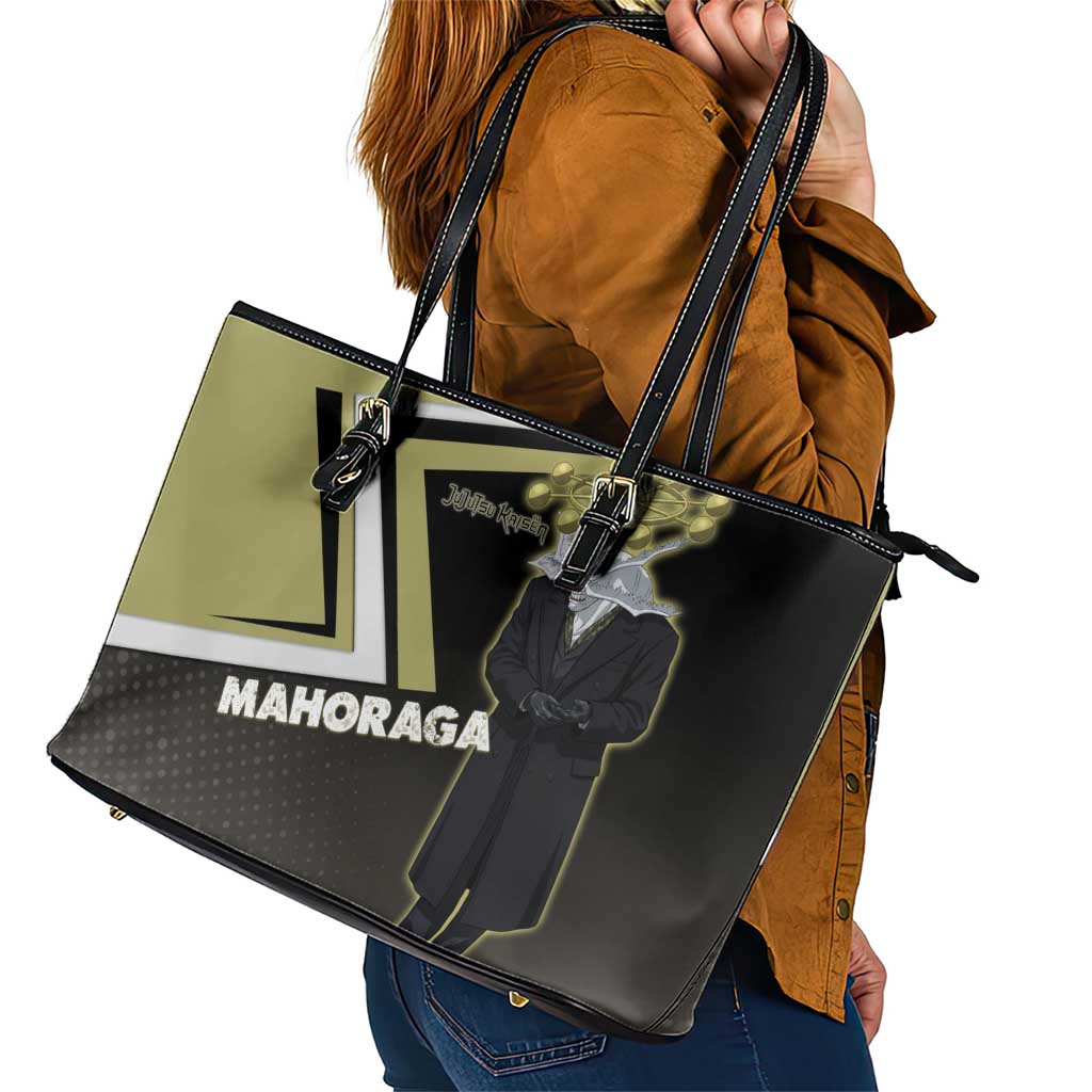 Mahoraga Jujutsu Kaisen Leather Tote Bag Monochrome Urban Manga Style
