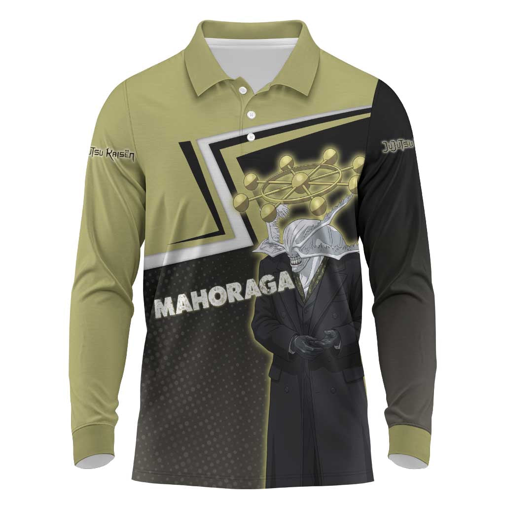 Mahoraga Jujutsu Kaisen Long Sleeve Polo Shirt Monochrome Urban Manga Style