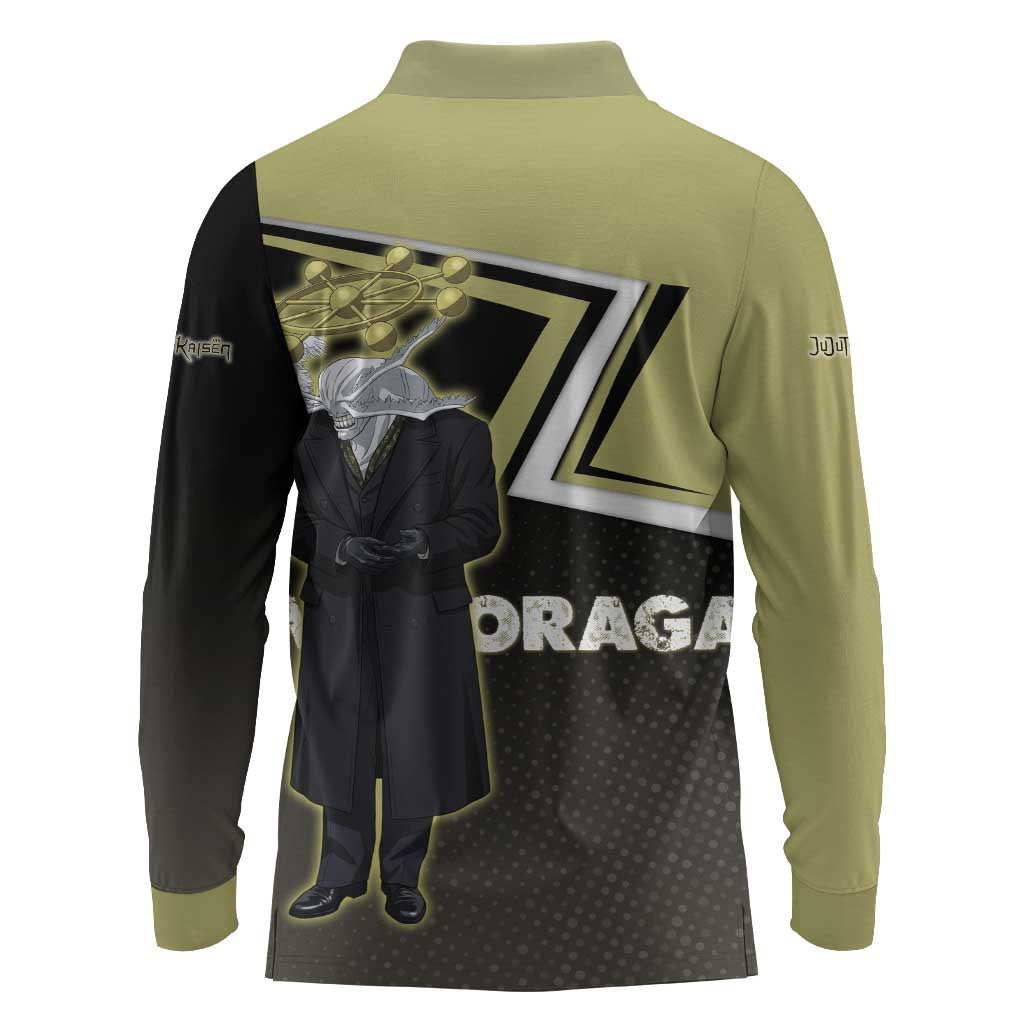 Mahoraga Jujutsu Kaisen Long Sleeve Polo Shirt Monochrome Urban Manga Style