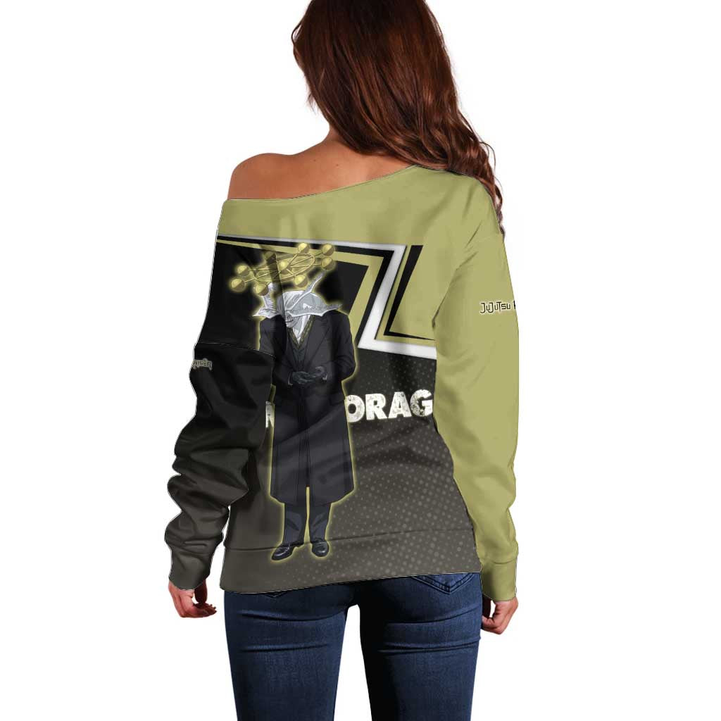 Mahoraga Jujutsu Kaisen Off Shoulder Sweater Monochrome Urban Manga Style