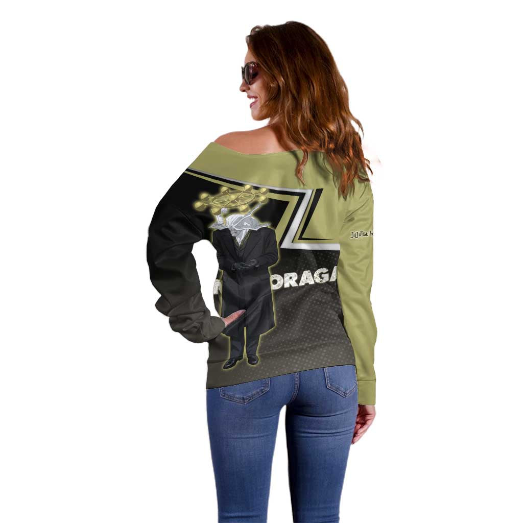 Mahoraga Jujutsu Kaisen Off Shoulder Sweater Monochrome Urban Manga Style