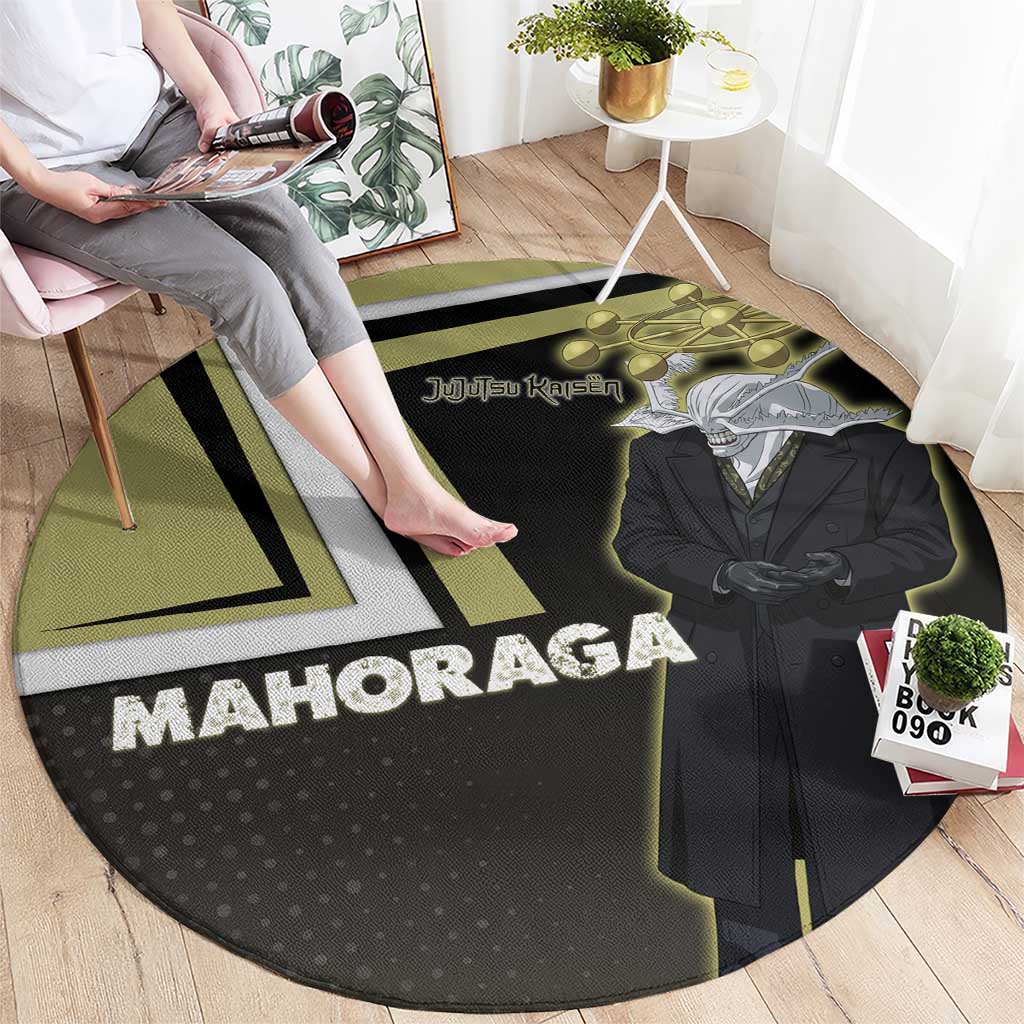 Mahoraga Jujutsu Kaisen Round Carpet Monochrome Urban Manga Style