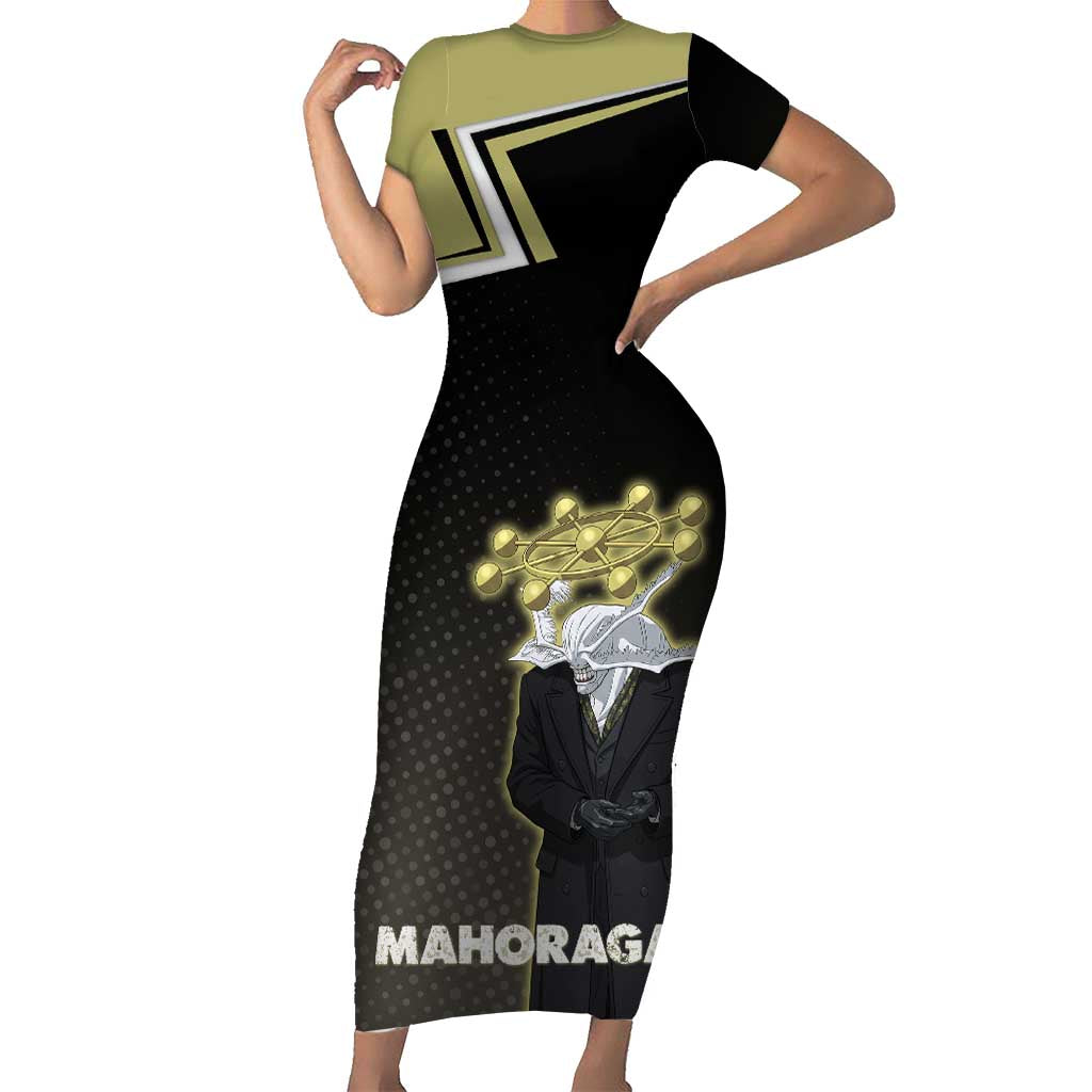 Mahoraga Jujutsu Kaisen Short Sleeve Bodycon Dress Monochrome Urban Manga Style