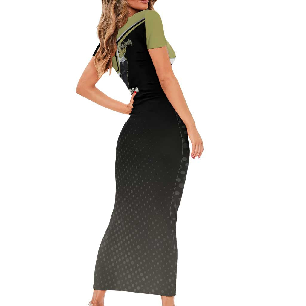 Mahoraga Jujutsu Kaisen Short Sleeve Bodycon Dress Monochrome Urban Manga Style
