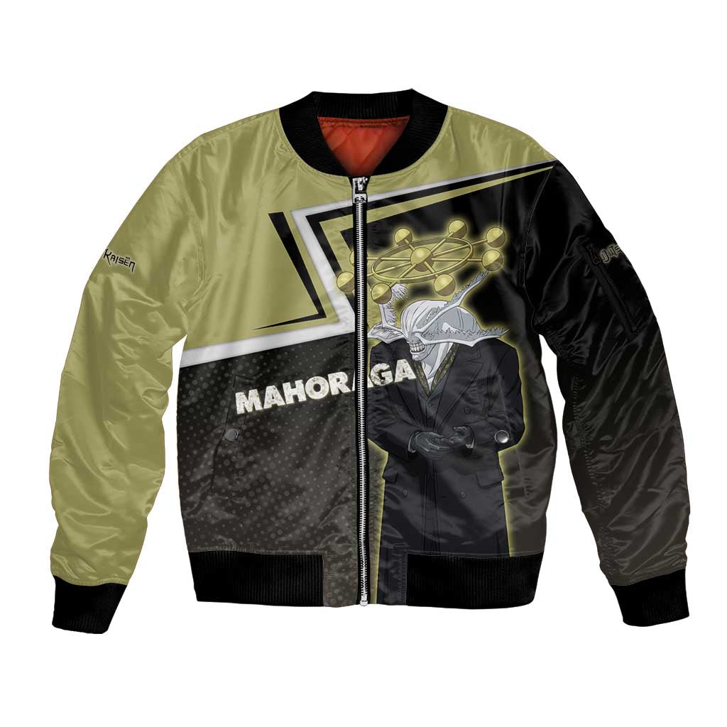 Mahoraga Jujutsu Kaisen Sleeve Zip Bomber Jacket Monochrome Urban Manga Style