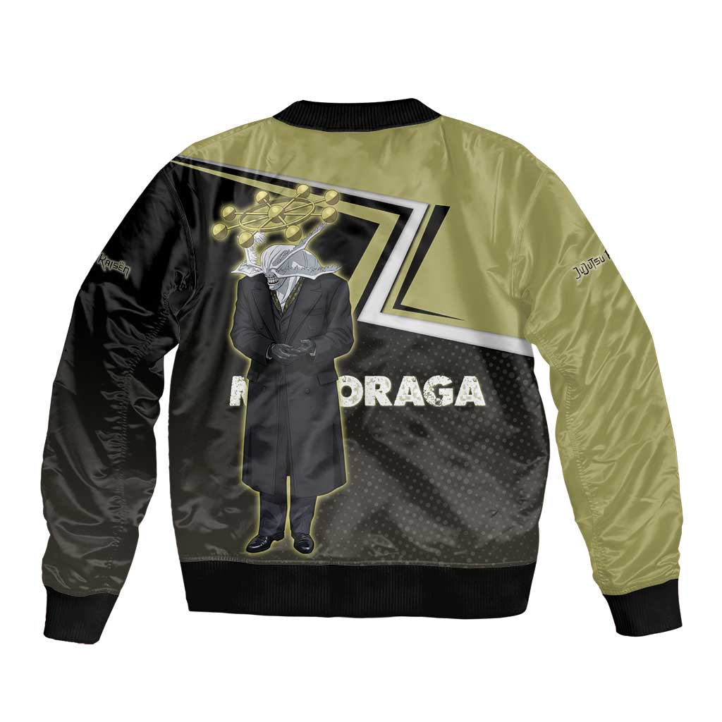 Mahoraga Jujutsu Kaisen Sleeve Zip Bomber Jacket Monochrome Urban Manga Style