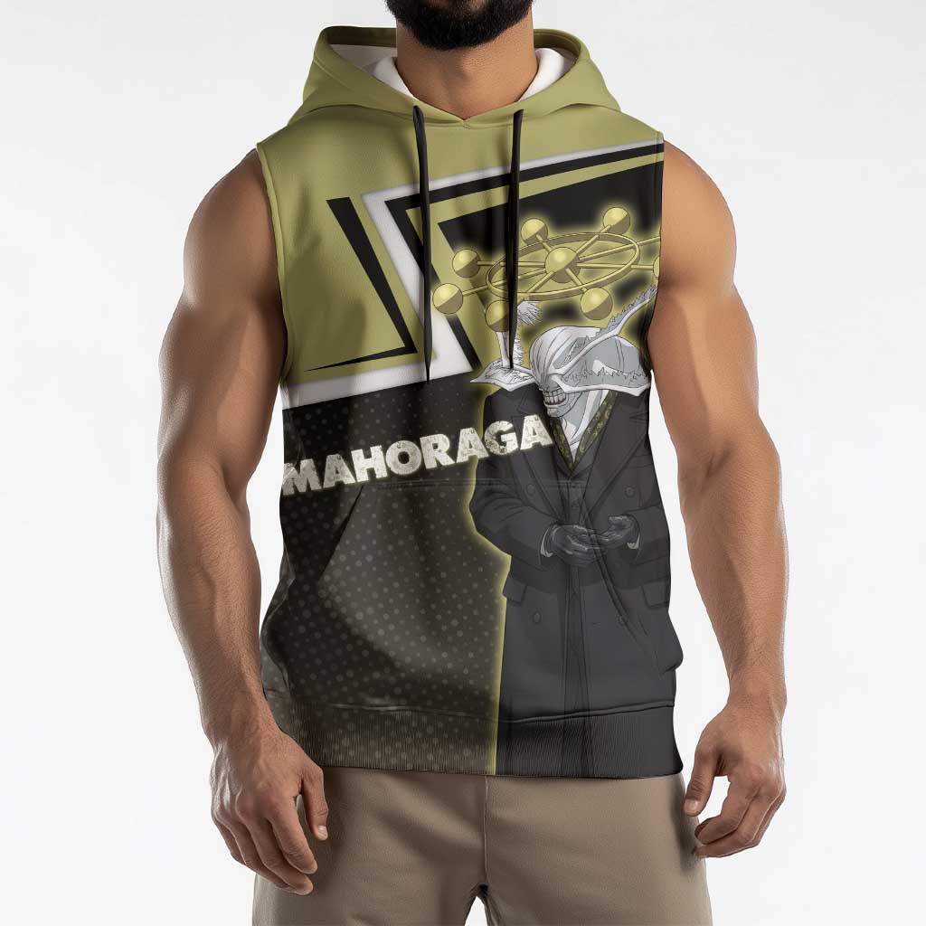 Mahoraga Jujutsu Kaisen Sleeveless Hoodie Monochrome Urban Manga Style