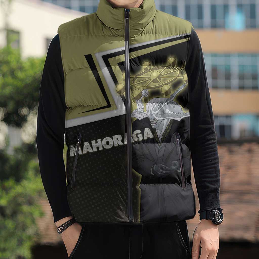 Mahoraga Jujutsu Kaisen Sleeveless Puffer Jacket Monochrome Urban Manga Style