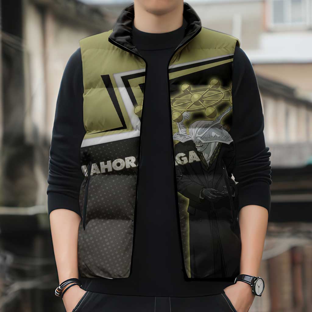 Mahoraga Jujutsu Kaisen Sleeveless Puffer Jacket Monochrome Urban Manga Style