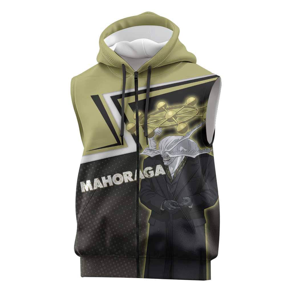 Mahoraga Jujutsu Kaisen Sleeveless Zip Hoodie Monochrome Urban Manga Style