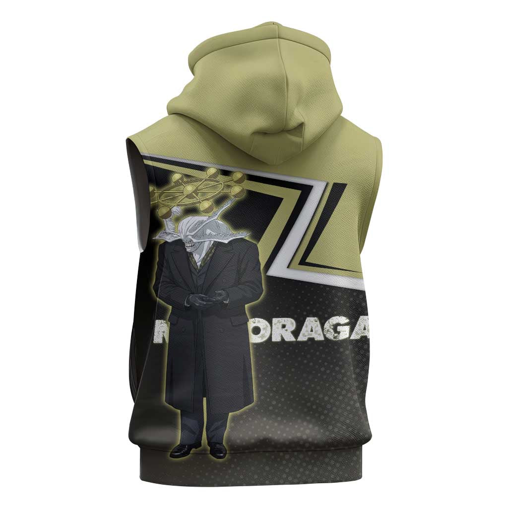 Mahoraga Jujutsu Kaisen Sleeveless Zip Hoodie Monochrome Urban Manga Style