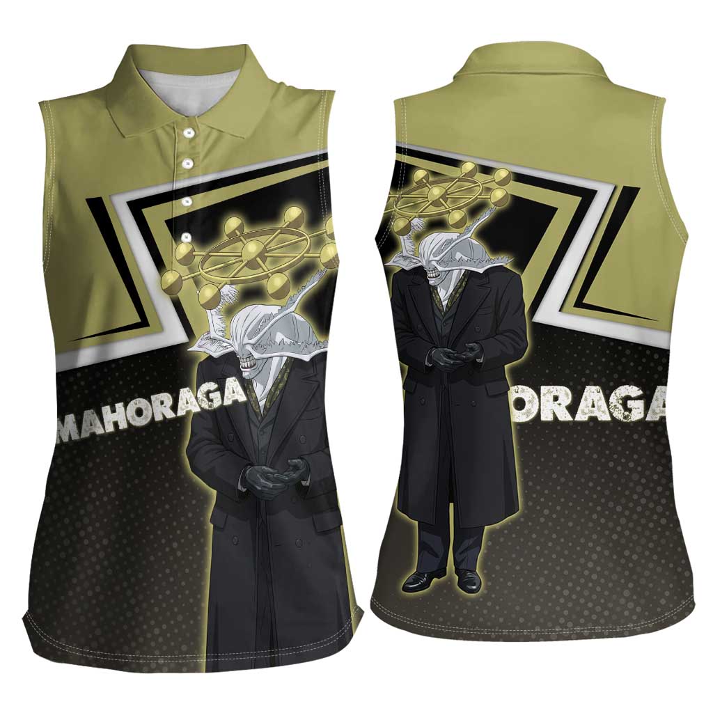 Mahoraga Jujutsu Kaisen Women Sleeveless Polo Shirt Monochrome Urban Manga Style