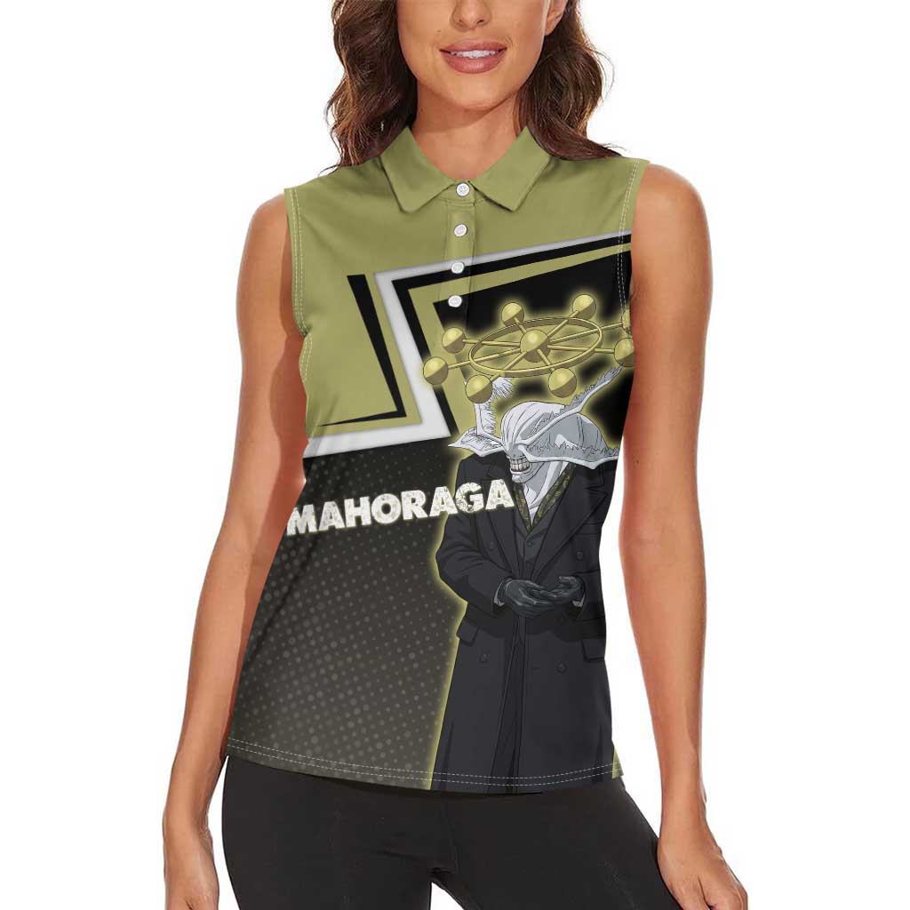 Mahoraga Jujutsu Kaisen Women Sleeveless Polo Shirt Monochrome Urban Manga Style