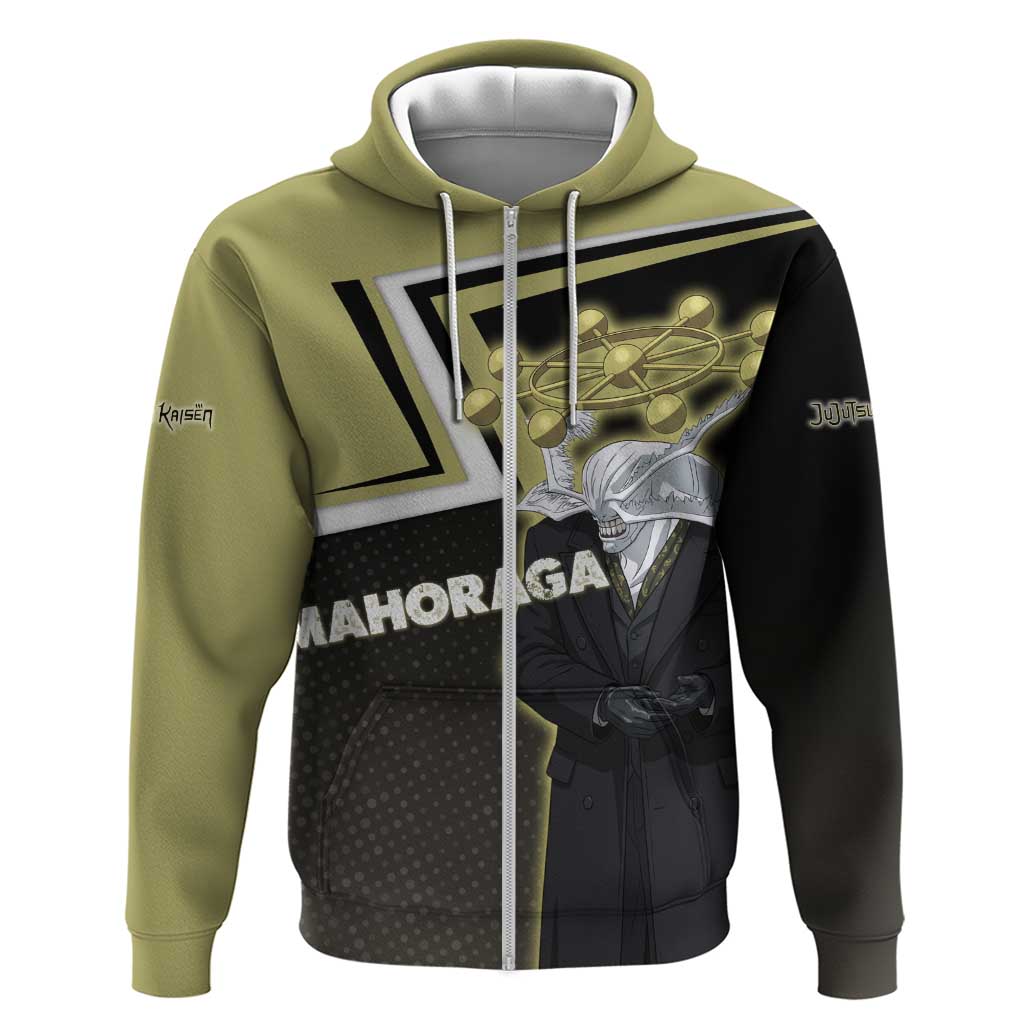 Mahoraga Jujutsu Kaisen Zip Hoodie Monochrome Urban Manga Style