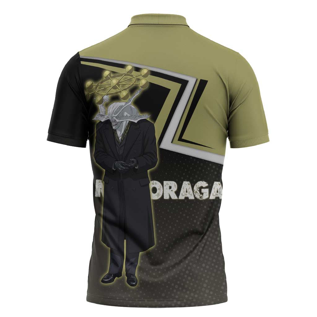 Mahoraga Jujutsu Kaisen Zipper Polo Shirt Monochrome Urban Manga Style