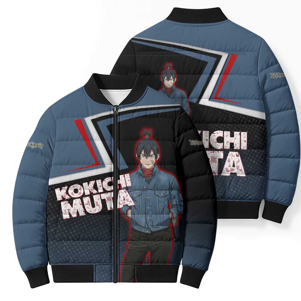 Kokichi Muta Bomber Puffer Jacket Bold Anime Graphic Style