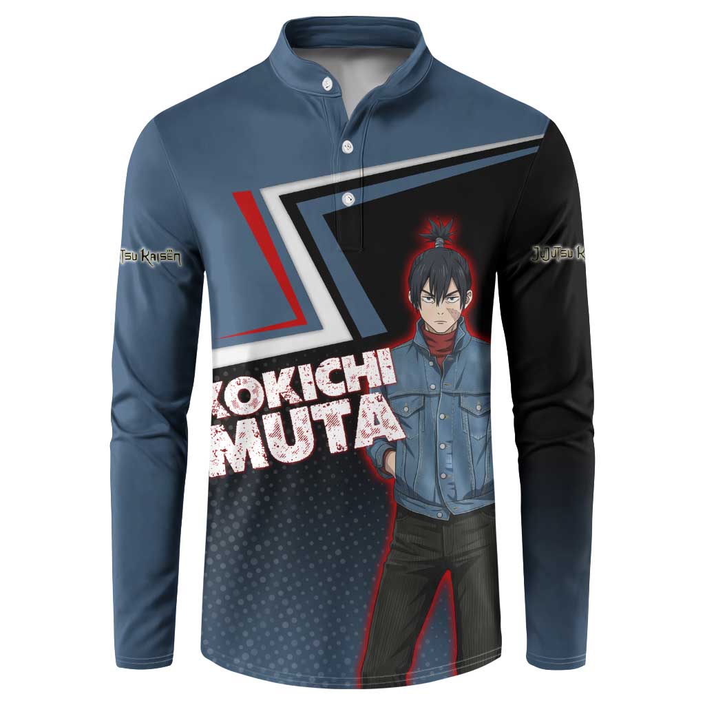 Kokichi Muta Button Sweatshirt Bold Anime Graphic Style