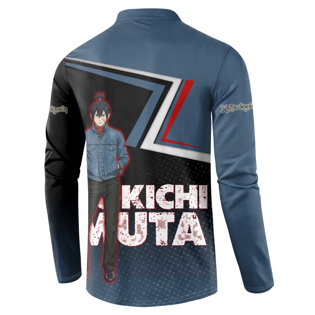 Kokichi Muta Button Sweatshirt Bold Anime Graphic Style