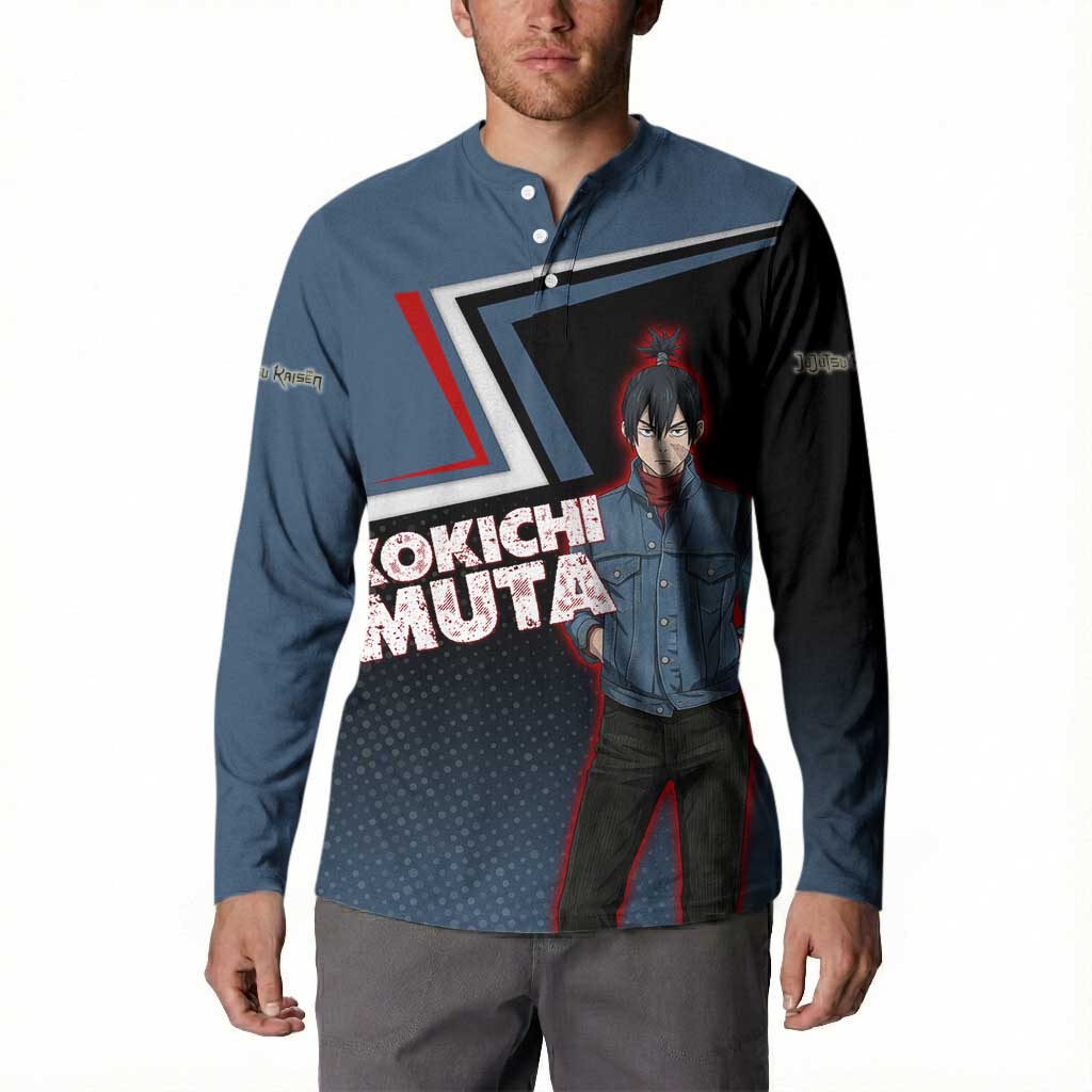 Kokichi Muta Button Sweatshirt Bold Anime Graphic Style