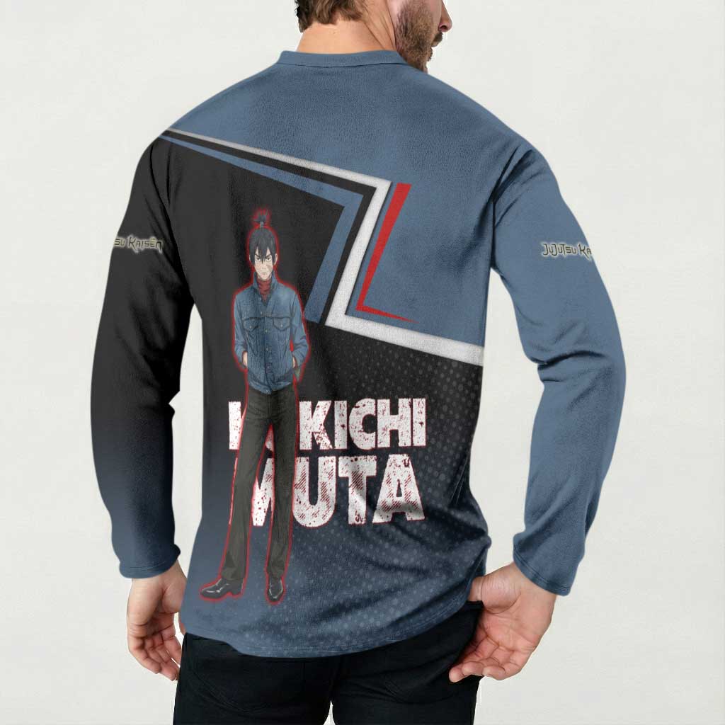 Kokichi Muta Button Sweatshirt Bold Anime Graphic Style