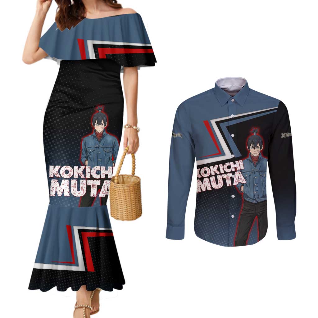 Kokichi Muta Couples Matching Mermaid Dress and Long Sleeve Button Shirt Bold Anime Graphic Style
