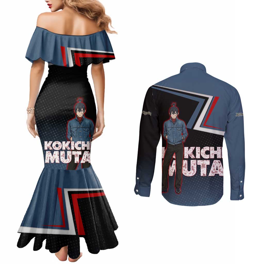 Kokichi Muta Couples Matching Mermaid Dress and Long Sleeve Button Shirt Bold Anime Graphic Style