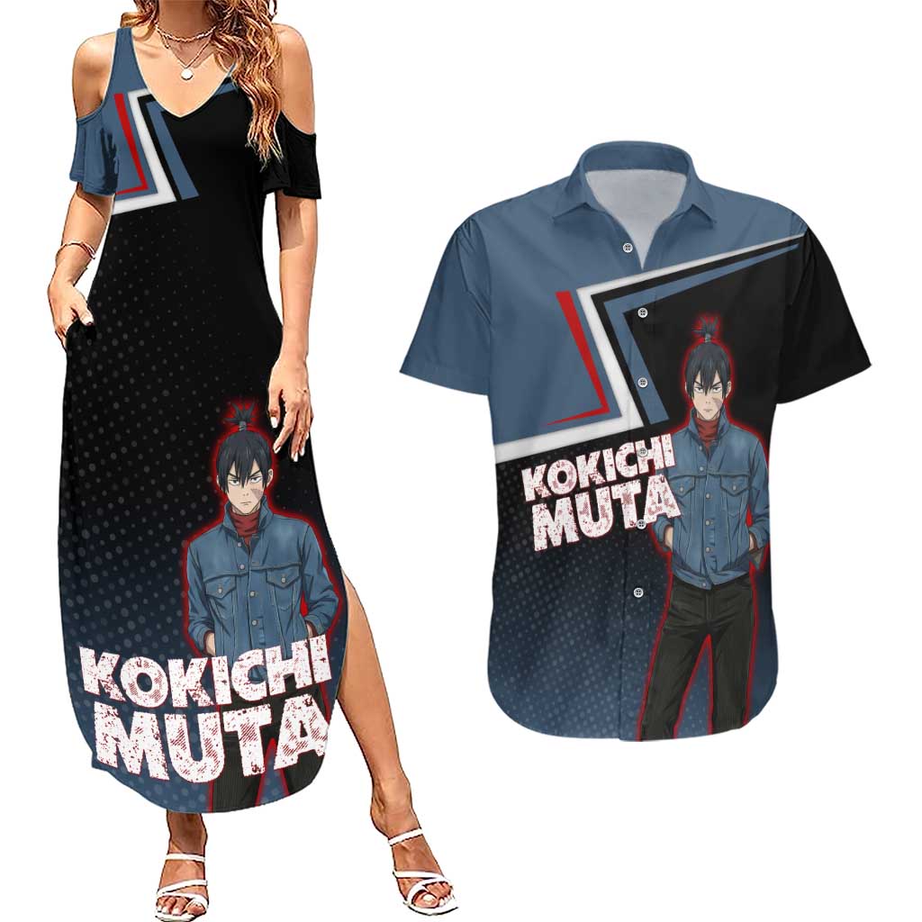 Kokichi Muta Couples Matching Summer Maxi Dress and Hawaiian Shirt Bold Anime Graphic Style