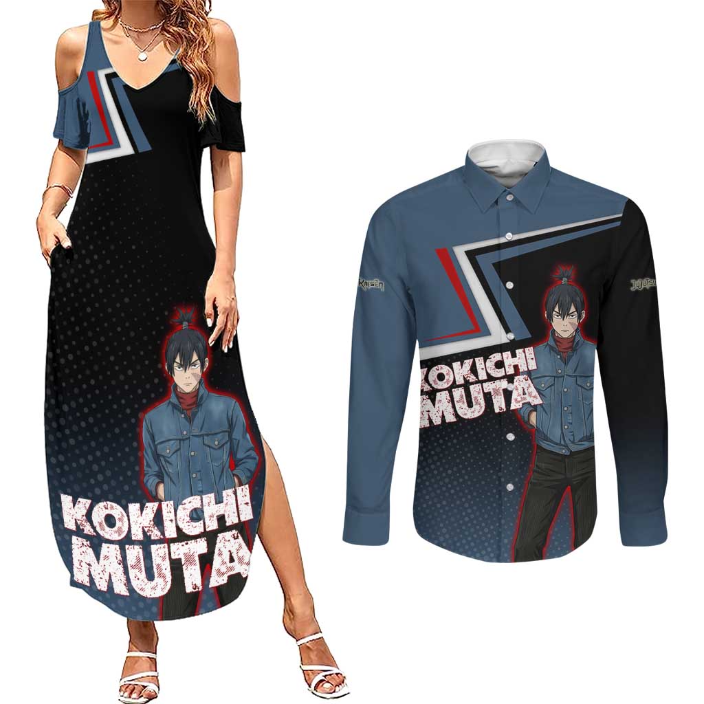 Kokichi Muta Couples Matching Summer Maxi Dress and Long Sleeve Button Shirt Bold Anime Graphic Style