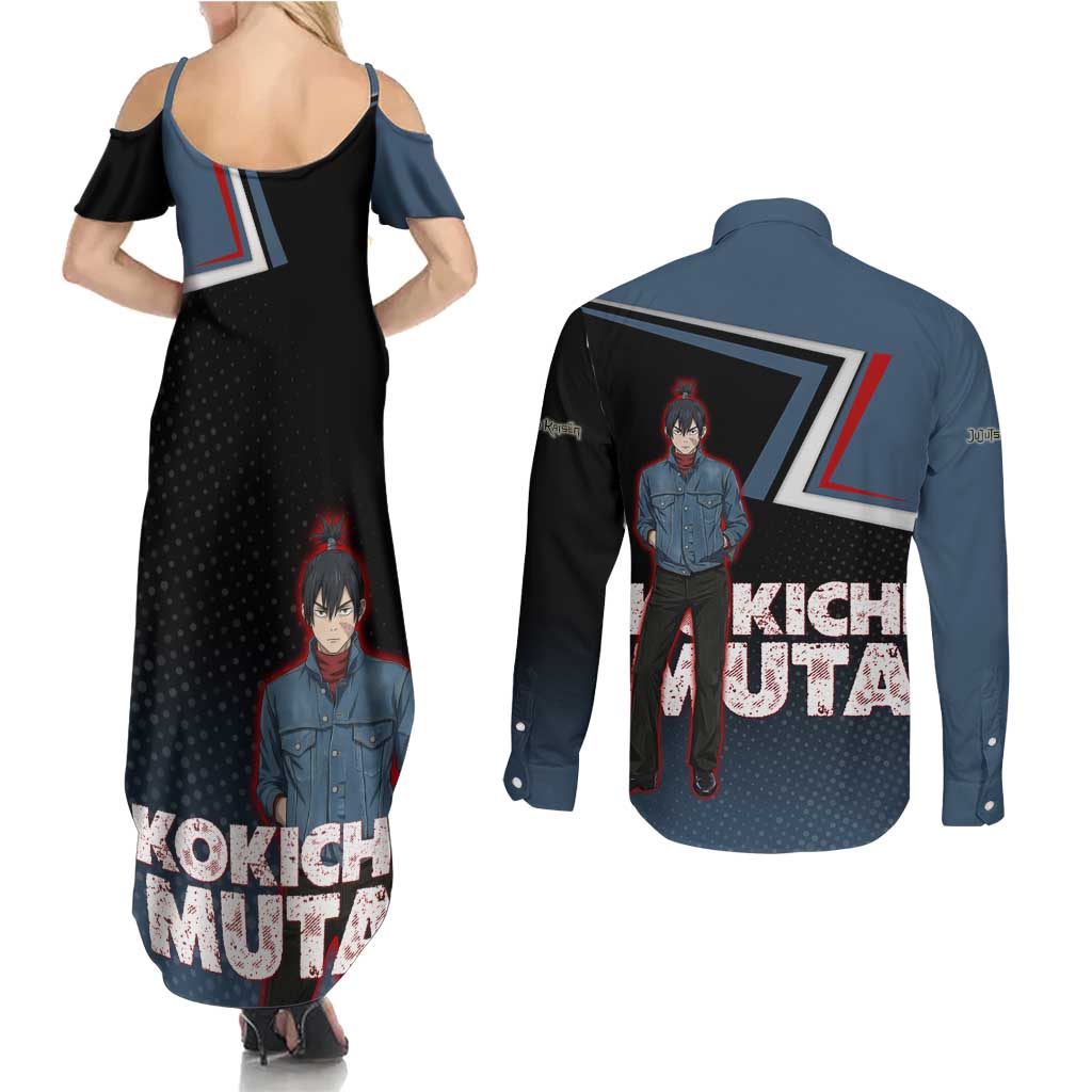 Kokichi Muta Couples Matching Summer Maxi Dress and Long Sleeve Button Shirt Bold Anime Graphic Style