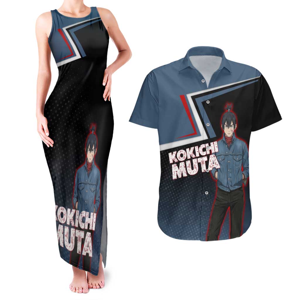 Kokichi Muta Couples Matching Tank Maxi Dress and Hawaiian Shirt Bold Anime Graphic Style
