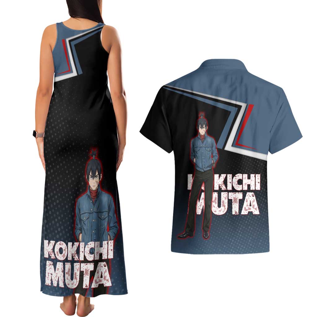 Kokichi Muta Couples Matching Tank Maxi Dress and Hawaiian Shirt Bold Anime Graphic Style