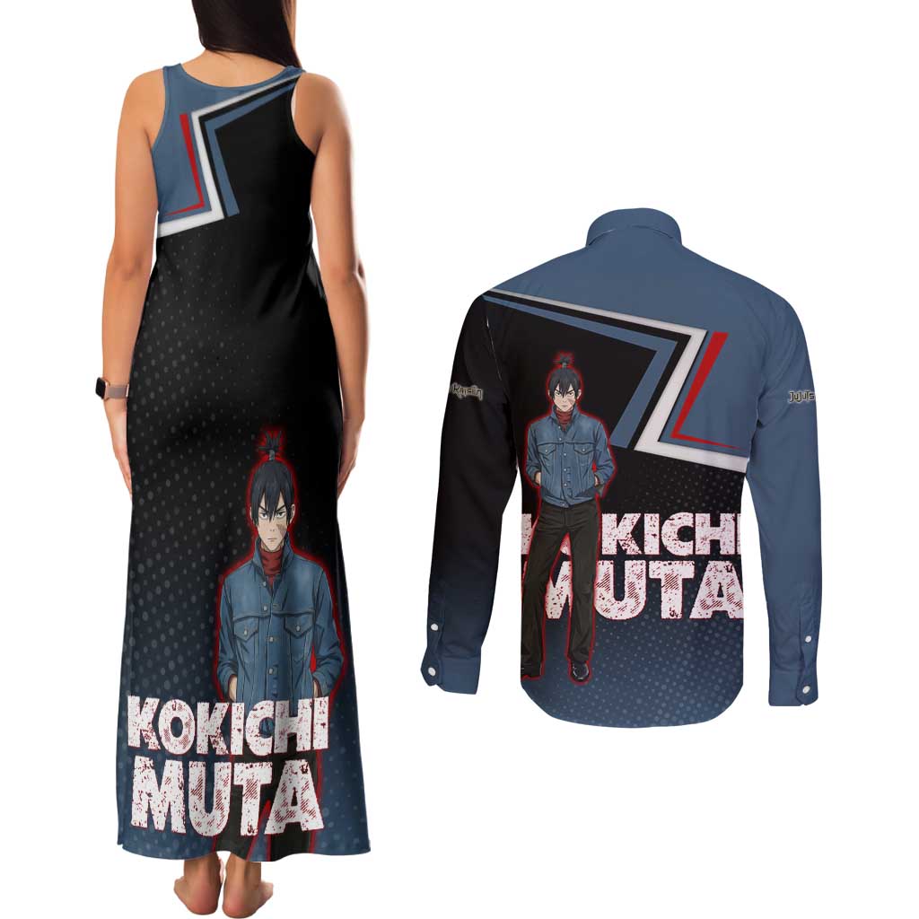 Kokichi Muta Couples Matching Tank Maxi Dress and Long Sleeve Button Shirt Bold Anime Graphic Style