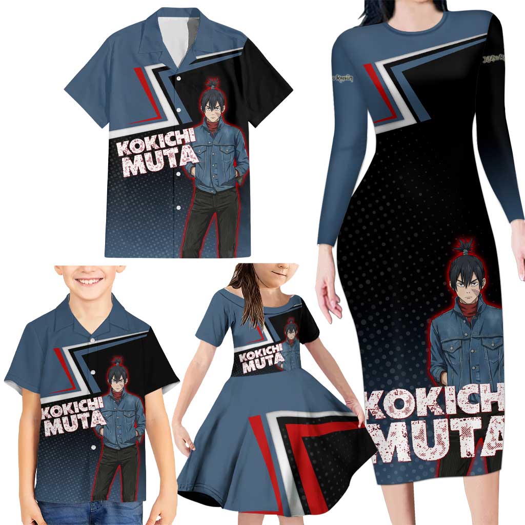 Kokichi Muta Family Matching Long Sleeve Bodycon Dress and Hawaiian Shirt Bold Anime Graphic Style