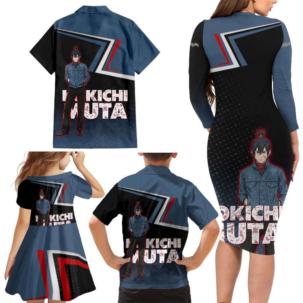 Kokichi Muta Family Matching Long Sleeve Bodycon Dress and Hawaiian Shirt Bold Anime Graphic Style