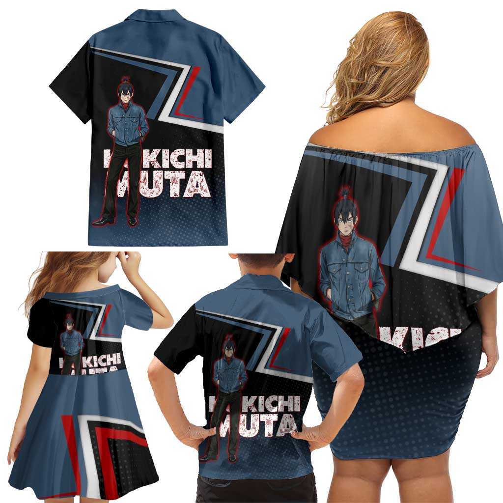 Kokichi Muta Family Matching Off Shoulder Short Dress and Hawaiian Shirt Bold Anime Graphic Style