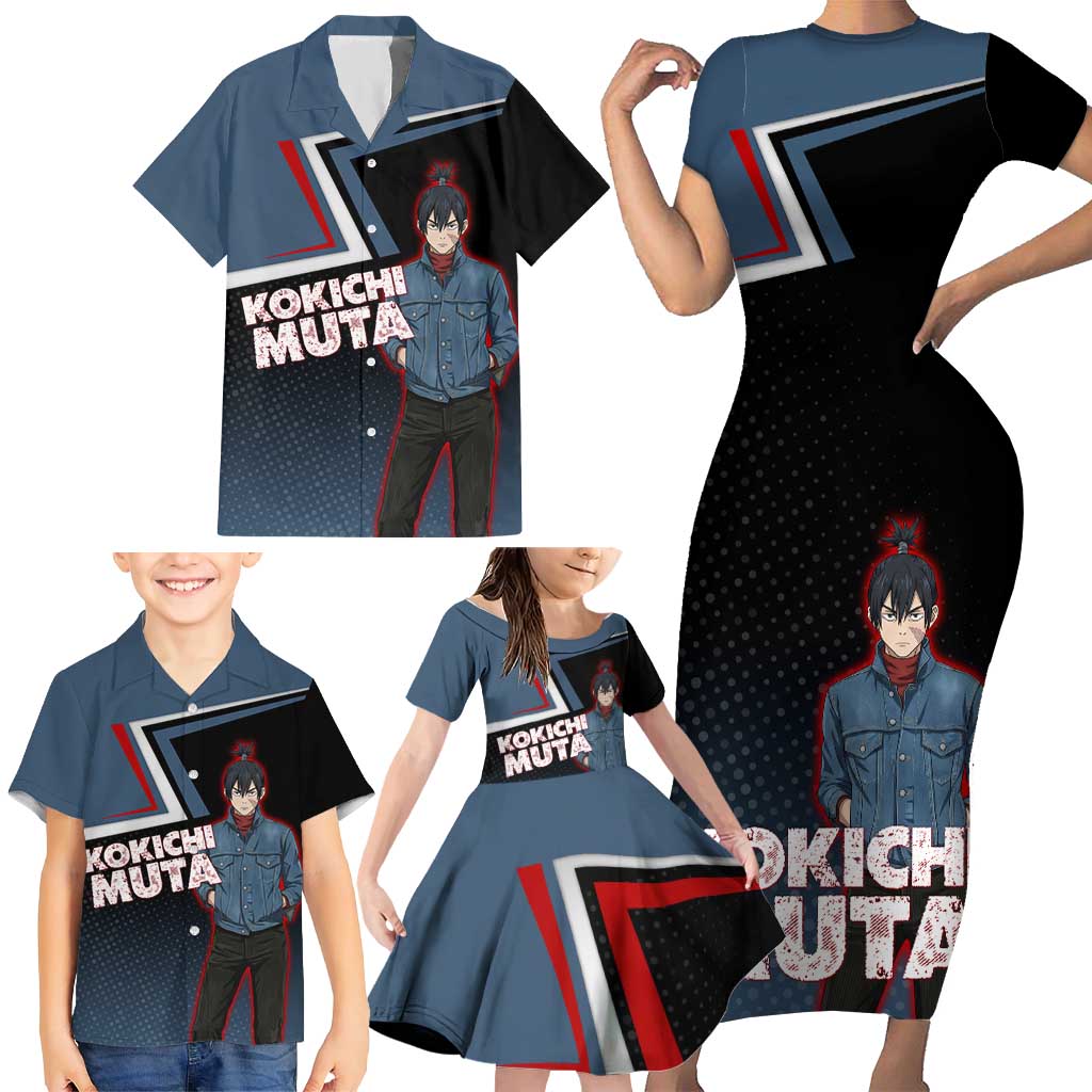 Kokichi Muta Family Matching Short Sleeve Bodycon Dress and Hawaiian Shirt Bold Anime Graphic Style