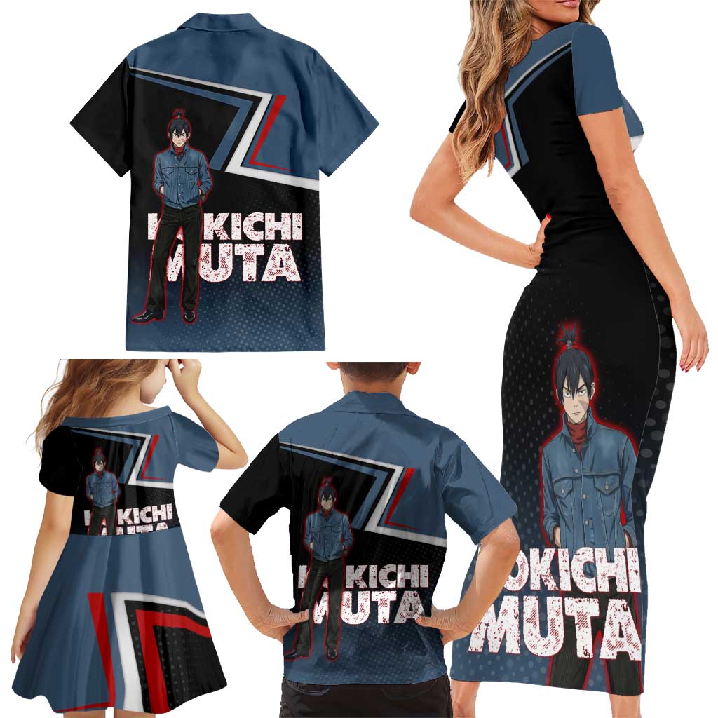 Kokichi Muta Family Matching Short Sleeve Bodycon Dress and Hawaiian Shirt Bold Anime Graphic Style