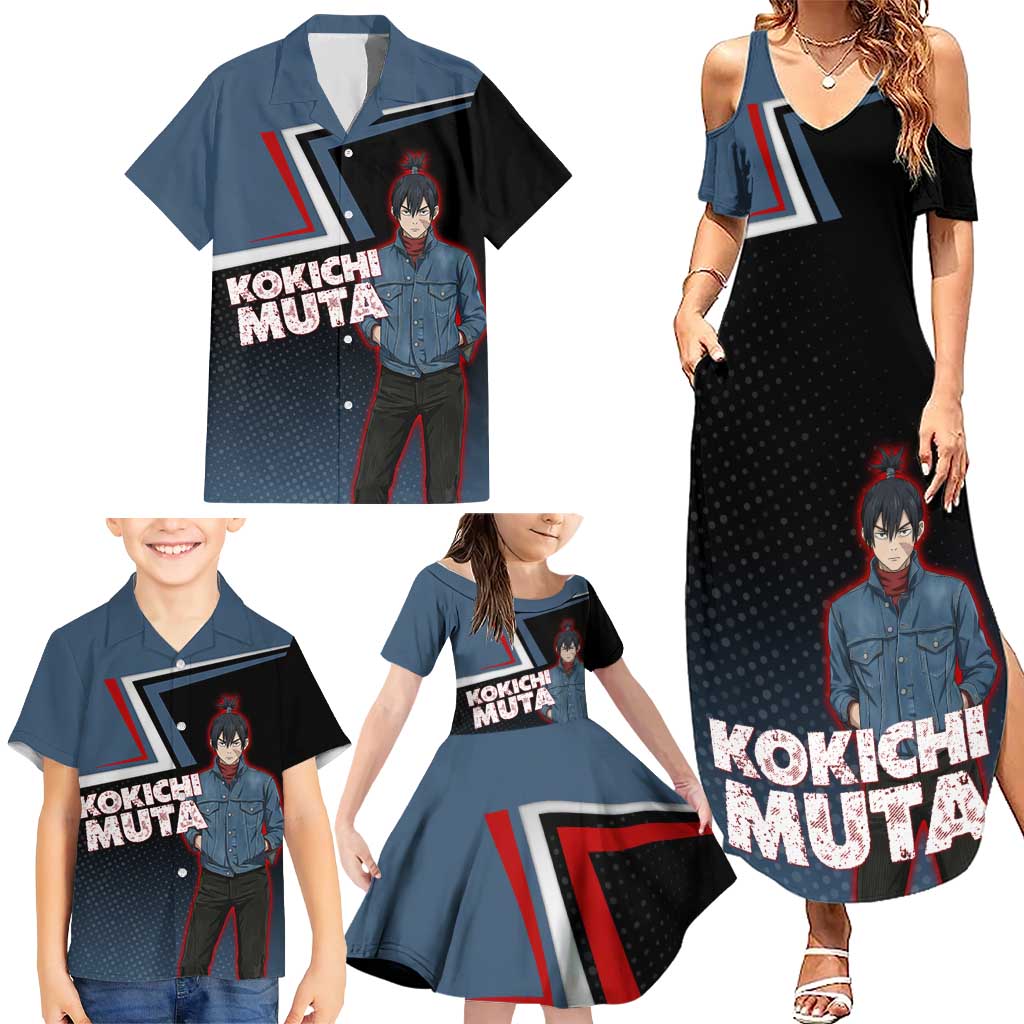 Kokichi Muta Family Matching Summer Maxi Dress and Hawaiian Shirt Bold Anime Graphic Style