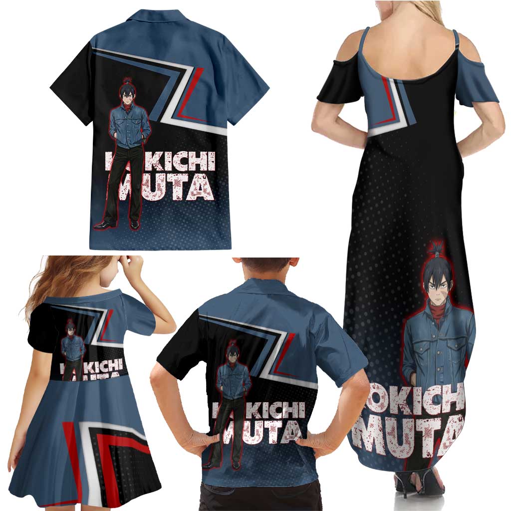 Kokichi Muta Family Matching Summer Maxi Dress and Hawaiian Shirt Bold Anime Graphic Style