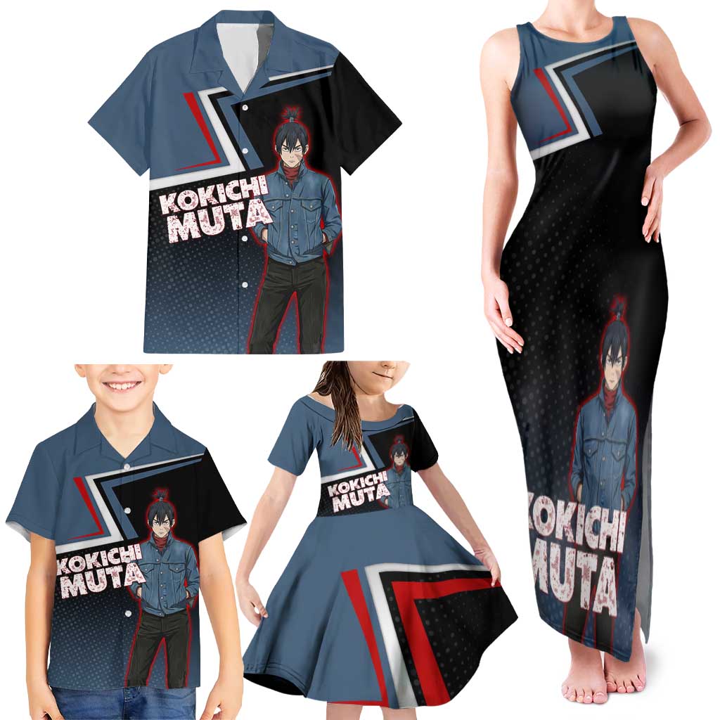 Kokichi Muta Family Matching Tank Maxi Dress and Hawaiian Shirt Bold Anime Graphic Style