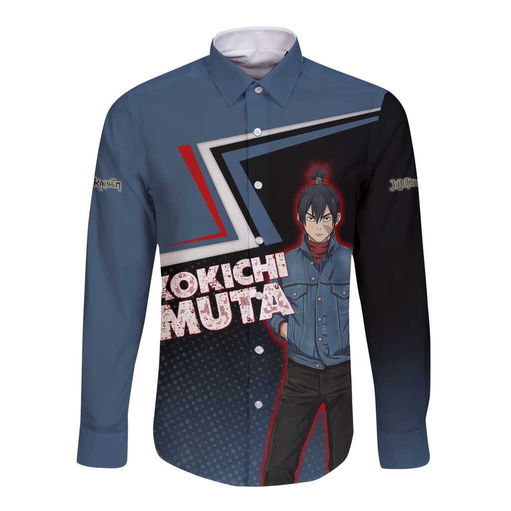 Kokichi Muta Long Sleeve Button Shirt Bold Anime Graphic Style
