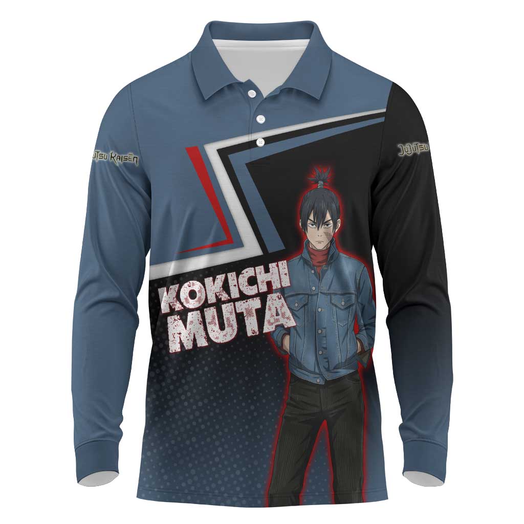 Kokichi Muta Long Sleeve Polo Shirt Bold Anime Graphic Style