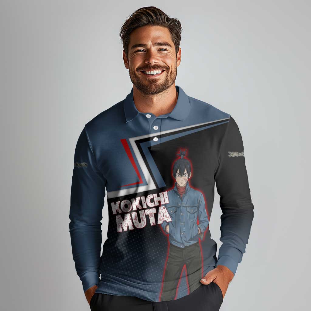 Kokichi Muta Long Sleeve Polo Shirt Bold Anime Graphic Style