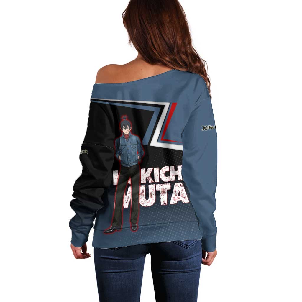 Kokichi Muta Off Shoulder Sweater Bold Anime Graphic Style