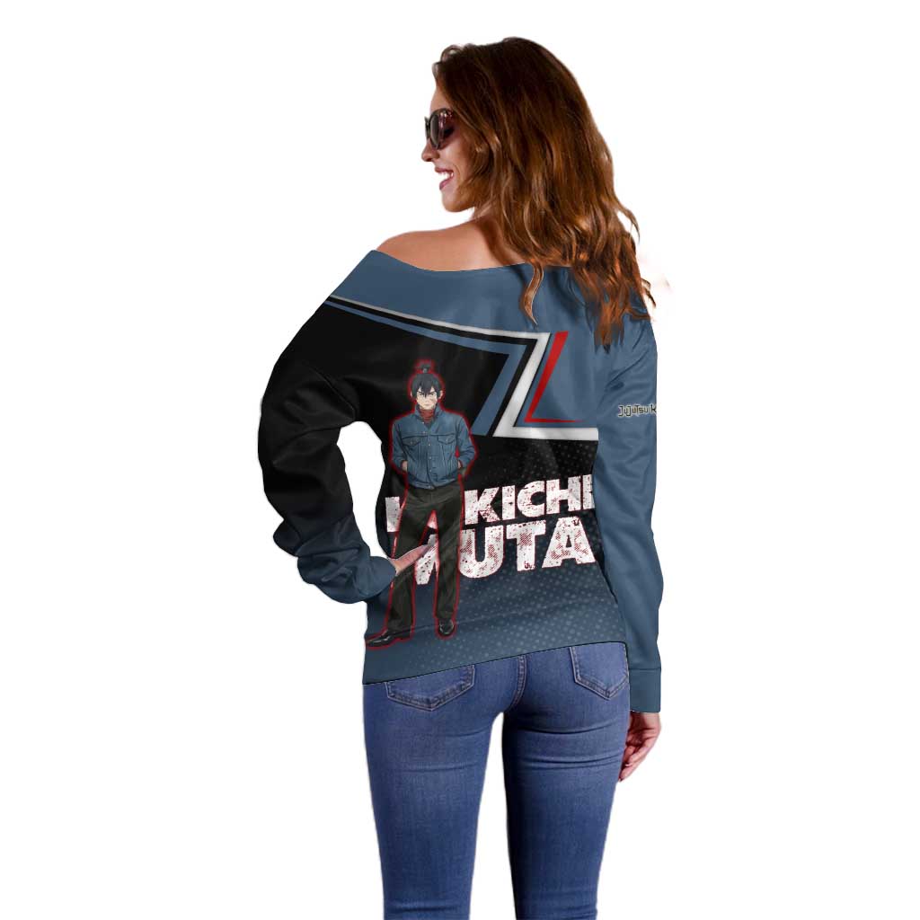 Kokichi Muta Off Shoulder Sweater Bold Anime Graphic Style