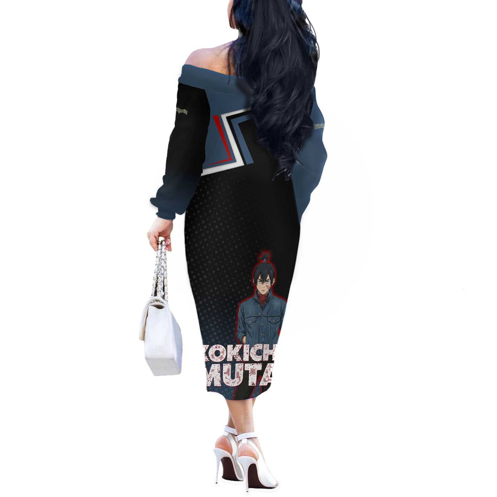 Kokichi Muta Off The Shoulder Long Sleeve Dress Bold Anime Graphic Style