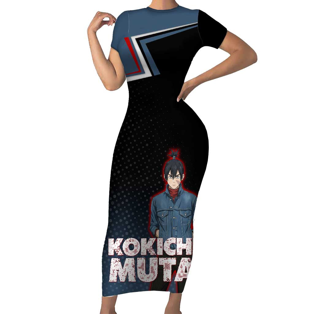 Kokichi Muta Short Sleeve Bodycon Dress Bold Anime Graphic Style