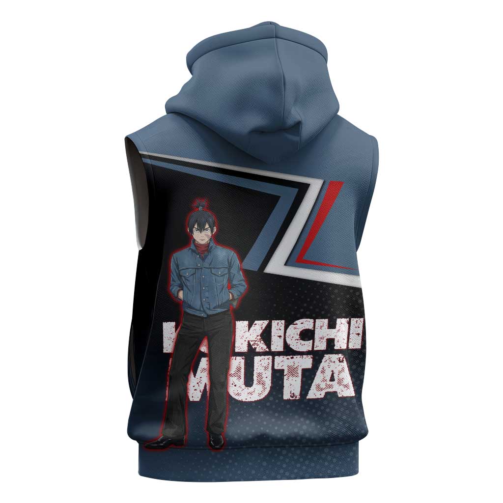 Kokichi Muta Sleeveless Zip Hoodie Bold Anime Graphic Style