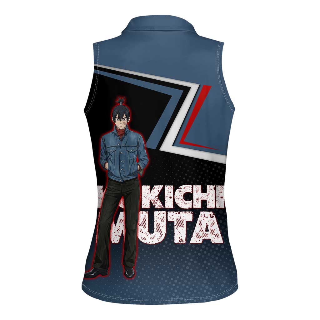 Kokichi Muta Women Sleeveless Polo Shirt Bold Anime Graphic Style